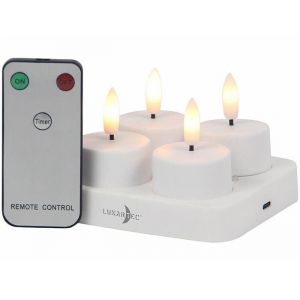 Lunartec 4 bougies chauffe-plat LED rechargeables et t&eacute;l&eacute;command&eacute;es