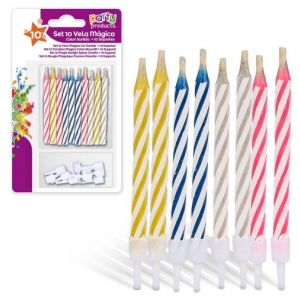 Blister 10 bougies magiques avec support