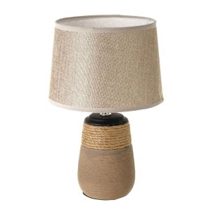 Jolipa Lampe de chevet en céramique rustique et cordon en toile de jute marron ø 20x30 cm