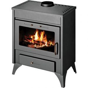 Thermo-poêle à bois V05 Ray Max B – 13 kW, avec échangeur d’eau et design moderne