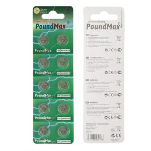 PoundMax Lot de 10 piles bouton alcalines AG10, LR54, 1,5 V