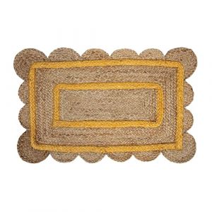 Fisura Paillasson en Jute 70 x 45 cm. Tapis de Porte Moderne. Pour int&eacute;rieur ou ext&eacute;rieur. Jaune.