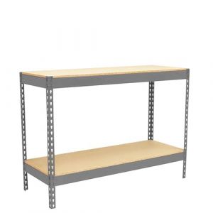 Simon Rack SimonRack &Eacute;tabli d&rsquo;Atelier avec &Eacute;tag&egrave;re Inf&eacute;rieure, Capacit&eacute; de Charge 400 kg, 900x1200x750 mm, Gris/Bois - BT-Basic