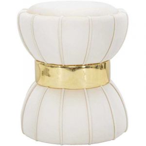 Mauroferretti - Pouf en tissu avec surpiqures Flower 40 x 44 cm
