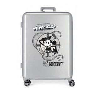 Disney. Valise rigide moyenne Disney 100 Mickey steamboad 70 cm gris