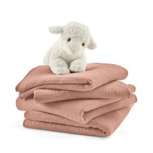 Image de Lot de 4 maxi langes en gaze de coton K la Vieux Rose Taille Taille Unique