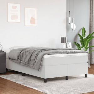 VidaXL Lit à sommier tapissier avec matelas Blanc 120x200cm Similicuir