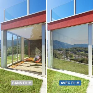 Dimexact Film Miroir Fenêtre Adhésif Anti Regard Sans Tain, Pour Vitre Inférieure À 1,2 M², Argent Clair, De L : 1.52 M X H : 2 M, En Rouleau