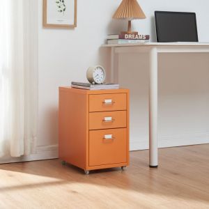 Image de Caisson de bureau à roulettes Kökar acier 48 x 28 x 41 cm orange [en.casa]