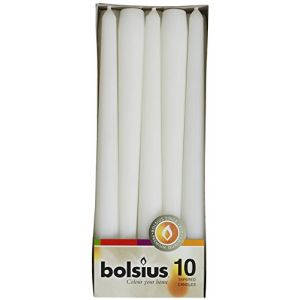 Image de Bolsius Lot de 10 Bougies, Longues Blanc