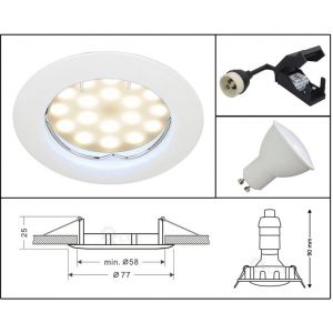 Lampesecoenergie SPOT LED ENCASTRABLE COMPLETE RONDE FIXE eq. 50W BLANC CHAUD