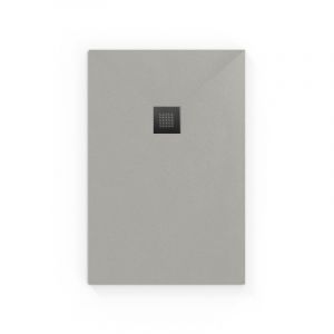 Receveur de douche ALEK + siphon - 120 x 80 cm - marbre de synth&egrave;se - gris