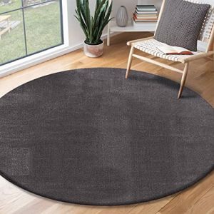 Tapis pour le salon ou la chambre en anthracite 160x160 cm | Rond | Lavable jusqu'&agrave; 30 degr&eacute;s | Tapis LOFT de The Carpet