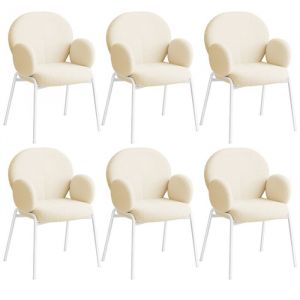 TecTake Lot de 6 chaises rembourrées SCANDI, tissu bouclette - Crème