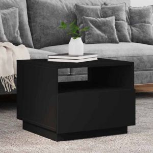 VidaXL Table Basse avec Lumi&egrave;res LED, Table d'Appoint, Bout de Canap&eacute;, Meuble de Salon Salle de S&eacute;jour, Moderne, Noir Bois d'Ing&eacute;nierie