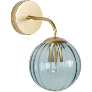 Beliani Lampe Applique Murale avec Abat-Jour Rond en Métal et Verre Bleu Isabella