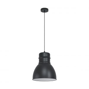 Eglo Suspension luminaire Ebury, lustre chambre industriel et scandinave, plafonnier salon ou salle à manger en métal noir, blanc, douille E27
