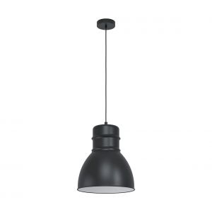 Eglo Suspension luminaire Ebury, lustre chambre industriel et scandinave, plafonnier salon ou salle à manger en métal noir, blanc, douille E27