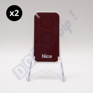 Nice Lot de 2 Télécommandes INTI2R - 2 canaux rouges 433,92 MHz + 1 porte-clés Domobip