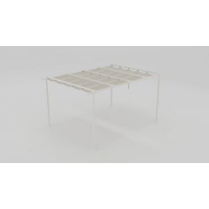 Pergola camus autoportante 4x3 blanc avec toile beige