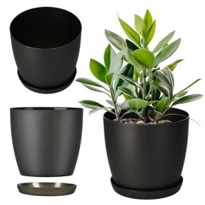 Cache-pot de fleurs 20 cm pour fleurs avec support en graphite pour le salon - Kadax