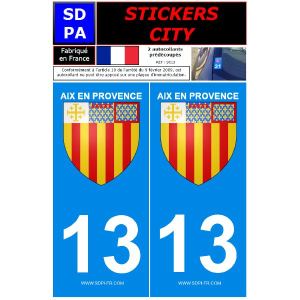 SDPA SC13 - 2 autocollants pour plaque d'immatriculation "Aix en Provence"