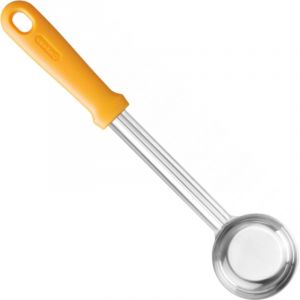 Hendi Louche à sauce pour pizza, fond plat, poignée ergonomique, robuste, cuillère doseur à pizza, cuillère de cuisine, capacité : 90ml, 330x72x(H)27mm, acier inoxydable, PP, orange