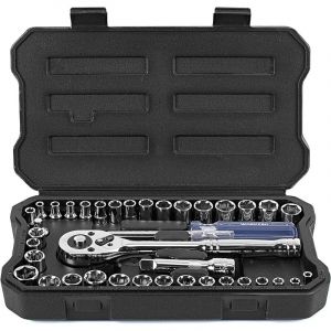 WORKPRO Coffret de Douilles en Cr-V 1/4-inch et 3/8-inch et Cl&eacute; &agrave; Cliquet de D&eacute;gagement Rapide