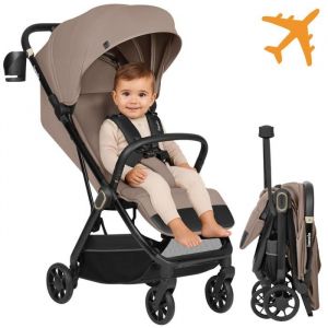 LIONELO Poussette B&eacute;b&eacute; Bess jusqu'&agrave; 22 kg de 6 mois &agrave; 4 ans Roues Pivotantes en PU 360 &deg; Pliage avec Une Main, Dossier R&eacute;glable, Canopy Imperm&eacute;able Poids L&eacute;ger 7,5 kg, Panier &agrave; Courses (Beige)