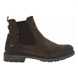 Mustang Boots de ville fourrées, couleur taupe patiné, à talon plat avec fermeture zippée et soufflet élastiqué