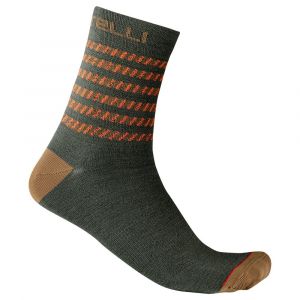Castelli 4521555-075 GO 15 SOCK Unisex Socks Miitary Green/Olive Green/Fier XXL