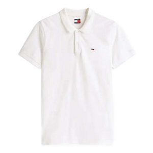 Tommy Jeans TJM Slim Placket Polo EXT S/S Polo Homme, White (Ecru), XXL