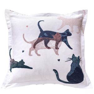 Taie d'oreiller coton CHATS - rose