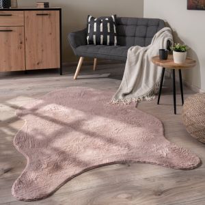 Paco Home - Tapis De Salon Tapis Poils Ras Monochrome Moderne Fausse Fourrure Doux Rose, 60x90 cm forme de fourrure