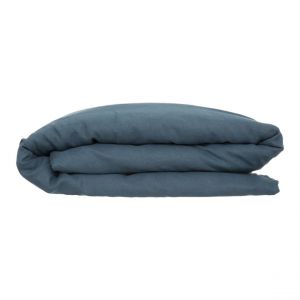 Housse de couette 100% lin bleu canard 260x240