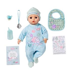 Zapf Creation Baby Annabell Active Alexander 709924 - Poupée de 43 cm avec 1 corps doux à câliner, des fonctions & sons réalistes - vêtements & accessoires – fonctionne avec 3 piles AAA (non fournies) – 3 ans +