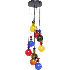 Kare Design KARE Suspension Mazzo Nove, verre multicolore, à 9 lampes