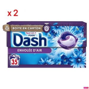 Dash LOT DE 2 LESSIVES 5 actions Pods Capsules Envolée d'Air soit 70 Lavages
