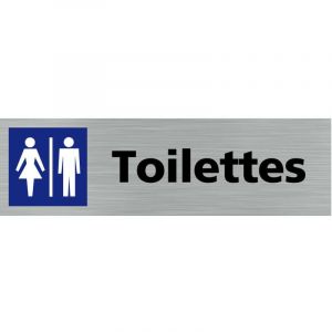 Signaletique.biz France - Pictogramme wc homme femme (Q0126). Signalisation Porte - 170 x 50 mm - Autocollant souple ou plaque alu brossé 2mm.