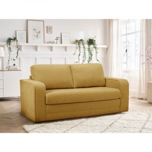 Bobochic Canapé convertible déplimousse come tissu texturé jaune - 160x72x79 cm