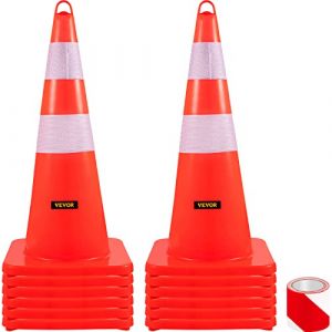 VEVOR Cône de Signalisation Cône de Chantier Réfléchissant 12PCs Hauteur 73 cm