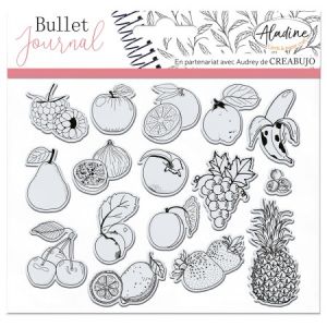 Aladine Tampons Clear Stampon Bullet Journal - Fruits - 16 pcs