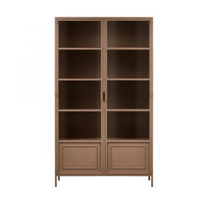 Made by Woood Vaisselier 2 portes en verre et métal H189cm marron