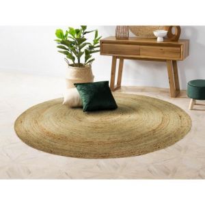 Image de Tapis rond - 100% jute tress&eacute; - D. 150 cm - Naturel - JAIPUR