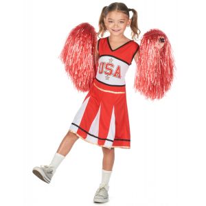 Déguisement pompom girl USA rouge fille Couleur Blanc Taille XL 13 14 ans (140 160 cm)