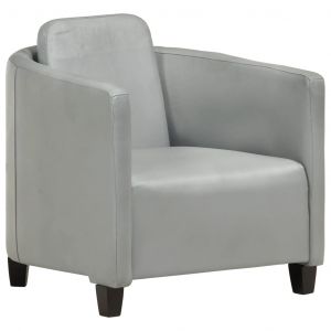 Image de VidaXL Fauteuil Cuir Véritable Gris