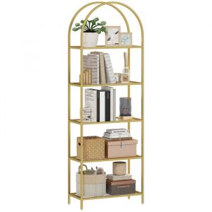 Homcom Bibliothèque design art déco structure métal doré étagères verre trempé dim. 60 x 30 x 175 cm