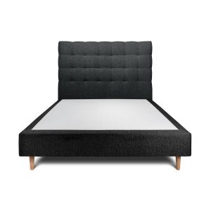 Lit avec tête de lit capitonnee et sommier tapissier Noir 140x190