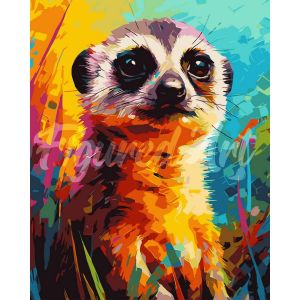 Peinture au numéro : Suricate Coloré Abstrait - sans châssis en bois