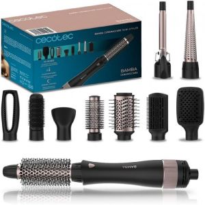 Cecotec Brosse à Air 10 en 1 Bamba CeramicCare 3in1 Styler. 1200 W, Lisse, Ondule, Donne du Volume et Sèche les Cheveux, 10 Têtes Interchangeables, 3 Températures, 2 Vitesses, Céramique
